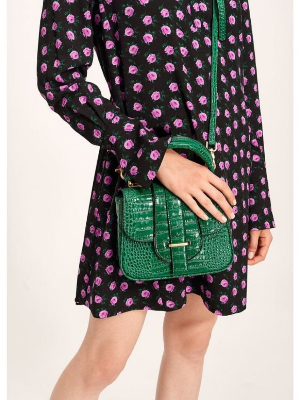 Essentiel Antwerp Rose A-Line Dress Black Purple / Size 34 - Picture 2 of 8